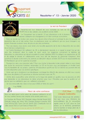 Newsletter 13 Janvier 2020