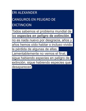 Los Canguros En Peligro De Extincion