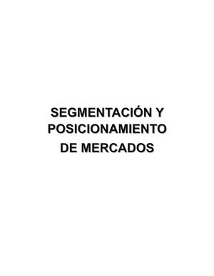 Segmentación, Posicionamiento Y Fidelización