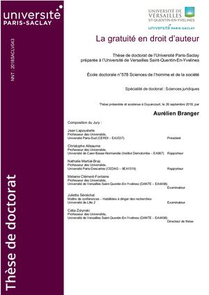 La gratuité en droit d'auteur