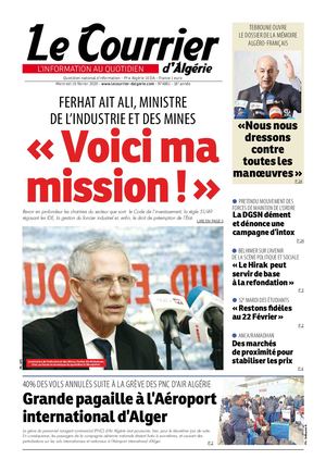 Le Courrier d'Algérie du mercredi 19 février 2020