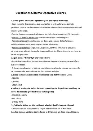 Cuestiones Sistema Operativo Lliurex