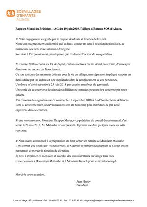 Rapport Moral Président Ag 2019