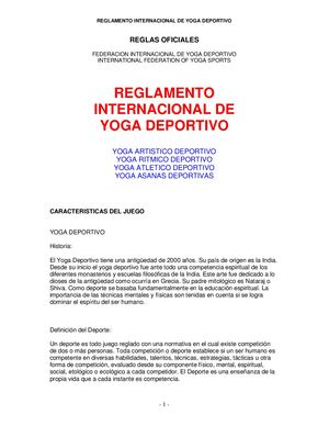 Reglamento De Yoga Deportivo