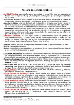 Glosario De Términos Turísticos