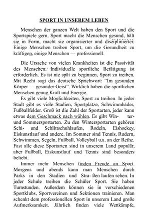 Sport In Unserem Leben