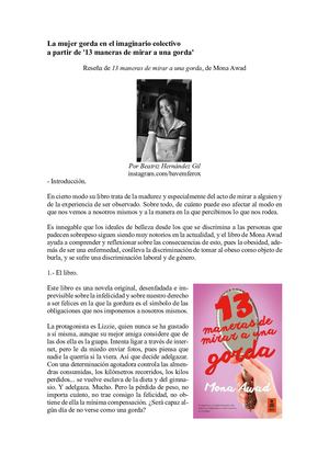 La mujer gorda en el imaginario colectivo a partir de '13 maneras de mirar a una gorda'