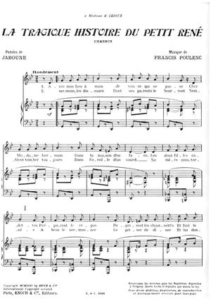 Poulenc Tragique Histoire Du Petit Rene