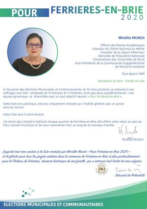 Programme "Pour Ferrières-en-Brie 2020"