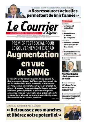 Le Courrier d'Algérie du mardi 25 février 2020