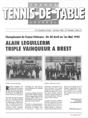1993 05 581 FRANCE TENNIS DE TABLE