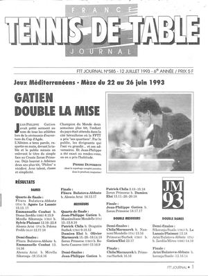 1993 06 585 FRANCE TENNIS DE TABLE
