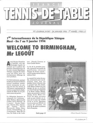 1994 01 597 FRANCE TENNIS DE TABLE