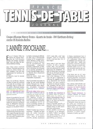 1994 03 600 FRANCE TENNIS DE TABLE
