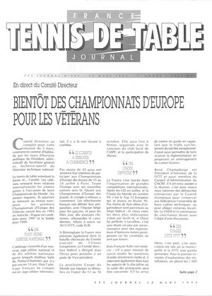 1994 03 601 FRANCE TENNIS DE TABLE