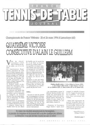 1994 04 602 FRANCE TENNIS DE TABLE