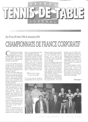 1994 06 607 FRANCE TENNIS DE TABLE