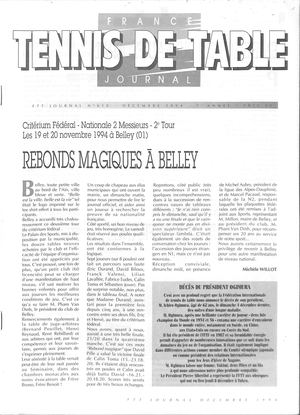 1994 12 618 FRANCE TENNIS DE TABLE