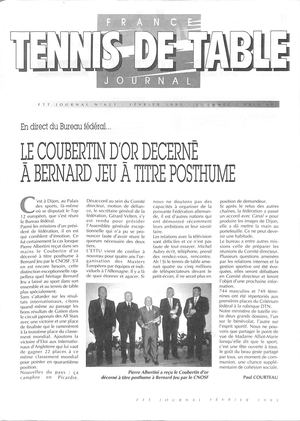 1995 02 623 FRANCE TENNIS DE TABLE
