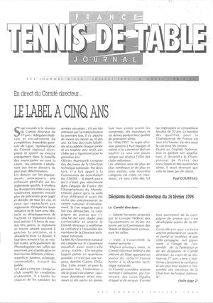 1995 07 632 FRANCE TENNIS DE TABLE