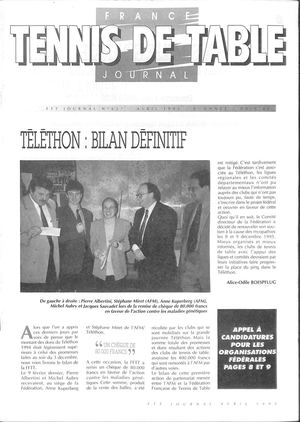1995 04 627 FRANCE TENNIS DE TABLE