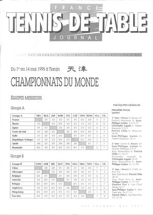 1995 05 629 FRANCE TENNIS DE TABLE