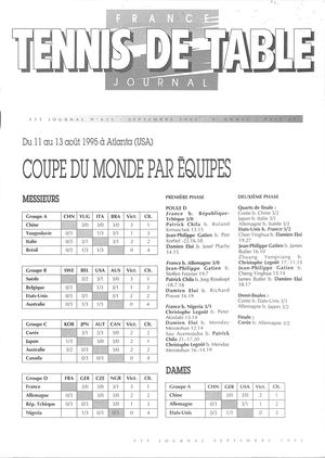 1995 09 635 FRANCE TENNIS DE TABLE
