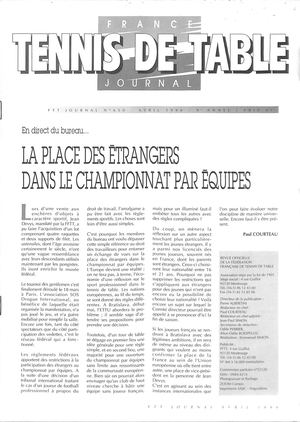 1996 04 650 FRANCE TENNIS DE TABLE