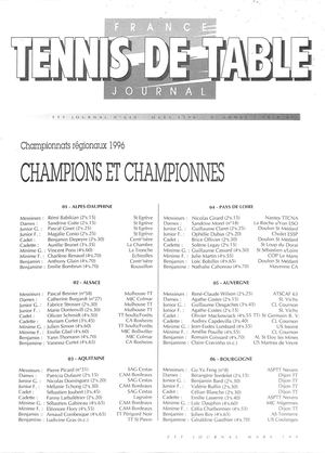 1996 03 648 FRANCE TENNIS DE TABLE