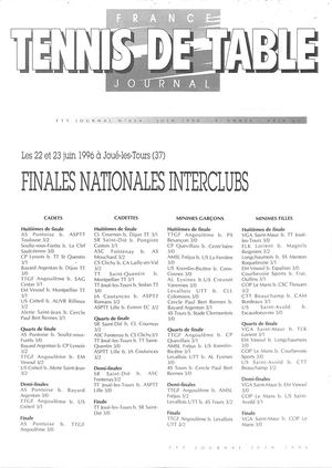 1996 06 654 FRANCE TENNIS DE TABLE