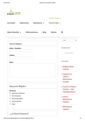 Keşif Formu _ Kale Yapı Yalıtım