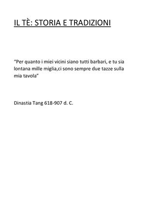 Il Tè (approfondimento)