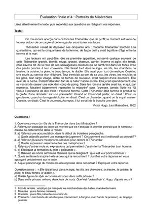 Sujet éValuation Finale 4 Portrait