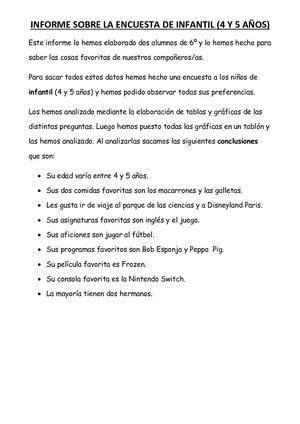 Informe Sobre La Encuesta De Todo El Colegio Convertido