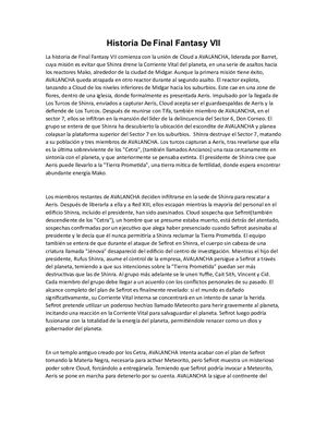 Historia De Final Fantasy Vii