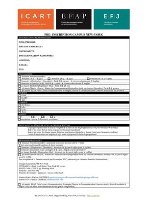 Pré Inscription Campus NYC