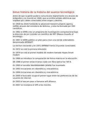 breve historia de la evolución del Internet