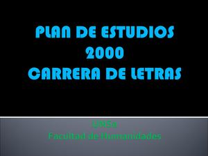 Carrera De Letras Plan De Estudios 2000