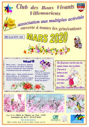 Bulletin 102  Mars 2020 Bons Vivants Villemuriens