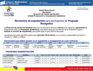 Revision De Expediente Para Rezagados De Pregrado (Febrero)