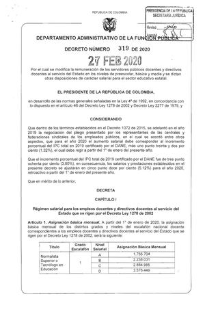 DECRETO DE SALARIOS 1278 Y 2277, AÑO 2020