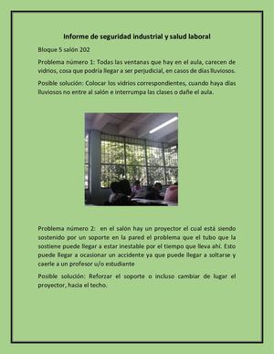 Informe De Seguridad Industrial Y Salud Laboral