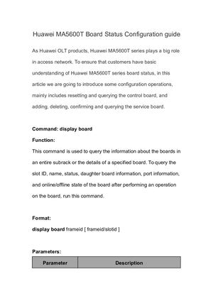 Huawei Ma5600t Board Status Configuration Guide