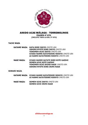 Examen 4º Kyu Aikido Acae Málaga - Torremolinos