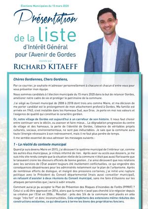 Présentation de la Liste pour l'Avenir de Gordes !