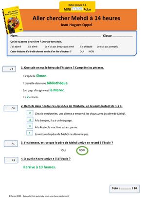 Corrigés fiches de lecture Niveau 1_Mini Syros Polar