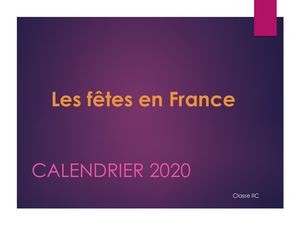 Les fêtes en France - Calendrier 2020