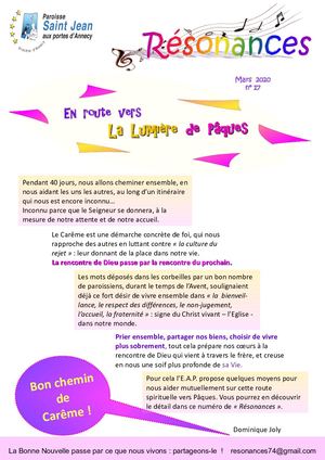Résonances N°17 Carême 2020