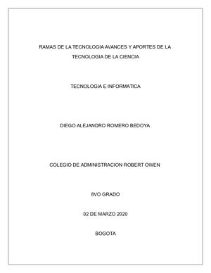 Ramas De La Tecnologia Avances Y Aportes De La