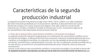 Características De La Segunda Producción Industrial